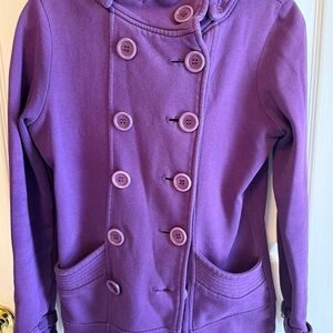 J. J. Basics Purple Double-Breasted “Pea Coat” Jacket
Size M
